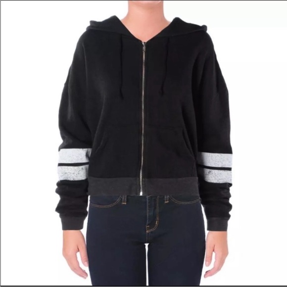 Wildfox Varsity Stripe Hoodie in Grey/Black with White Stripes - Picture 7 of 14